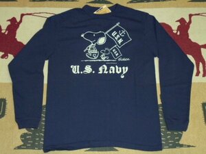 18 東洋 バズリクソンズ×PEANUTS BR68125 128 ネイビー S ロンT 長袖 Tシャツ