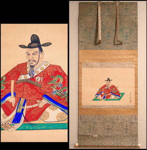 【模写】戦国武将 『豊臣秀吉』 肖像画　天下人　太閤　羽柴秀吉　掛軸　絹本　合箱