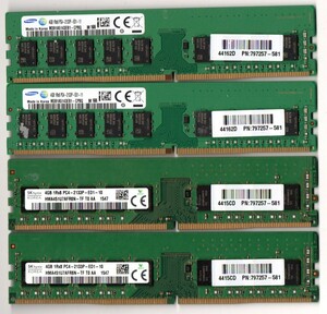 ECC付 ☆ DDR4 デスクトップ用メモリ　1Rx8　PC4-2133P-ED1-11　4GB×4枚セット　計 16GB ☆ 片面チップ ☆