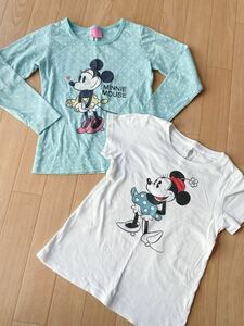 130サイズ 女の子 長袖 半袖Tシャツ ミニーマウス ユニクロ Disney ディズニー シャツ トップス 