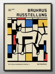 Art hand Auction 14043■Free shipping!! Art poster painting A3 size BAUHAUS Bauhaus Cat illustration Nordic matte paper, Housing, interior, others