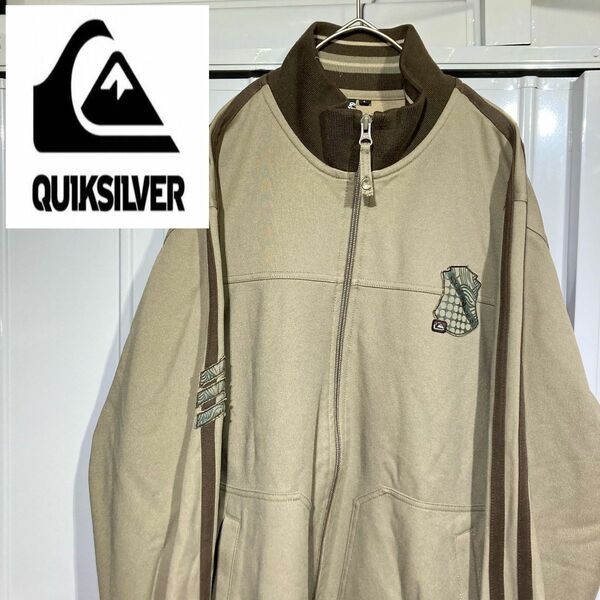 【90s★vintage】Quicksilver クイックシルバー トラックジャケット フルジップスウェットワッペン ブラウン L