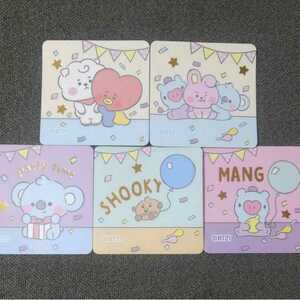 BTS BT21 チーズせん シール 5枚セット RJ TATA SHOOKY KOYA MANG