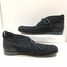 32-51 LANVIN en Bleu ウール レザー ブーツ 25cm_画像4