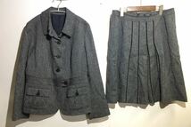 31-98 BURBERRY LONDON ツイード スカートスーツ 46 セットアップ ネイビー バーバリー_画像1