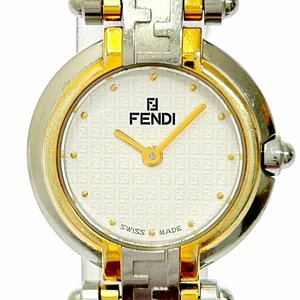 【1円スタート】FENDI フェンディ 760L オロロジ SS×GP ホワイト文字盤 クオーツ レディース腕時計 217398