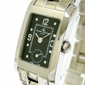 【1円スタート】Baume & Mercier ボーム＆メルシェ MV045139 ハンプトン スモセコ SS ブラック文字盤 クオーツ レディース腕時計 217438