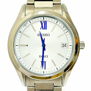 【1円スタート】SEIKO セイコー 7B24-0BM0 DOLCE ドルチェ チタン ホワイト文字盤 ソーラー電波 メンズ腕時計 217704