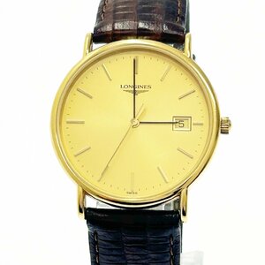 【1円スタート】LONGINES ロンジン L7.984.2 GP×革ベルト ゴールド文字盤 クオーツ メンズ腕時計 212104