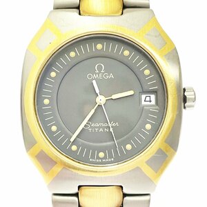 【1円スタート】【訳あり品】OMEGA オメガ シーマスター ポラリス チタン グレー文字盤 クオーツ ボーイズ腕時計 187261