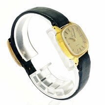 【1円スタート】OMEGA オメガ デビル スクエア GP×革ベルト ゴールド文字盤 手巻き レディース腕時計 207062_画像3