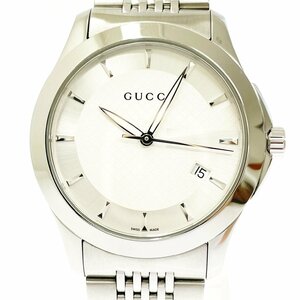 【1円スタート】【箱付き】GUCCI グッチ 126.4 Gタイムレス SS シルバー文字盤 クオーツ メンズ腕時計 192904