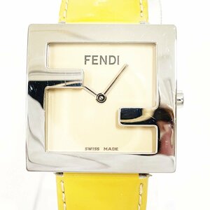 【1円スタート】【箱付き】FENDI フェンディ 4000L オロロジ SS×革ベルト スクエア ベージュ文字盤 QZ ボーイズ腕時計 ジャンク 200462