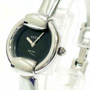 【1円スタート】【箱付き】GUCCI グッチ 1400L バングル SS ブラック文字盤 クオーツ レディース腕時計 ジャンク 217279