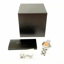 【1円スタート】【箱付き】GUCCI グッチ 9750L ダイバー 100M SS オレンジ文字盤 クオーツ レディース腕時計 217291_画像8