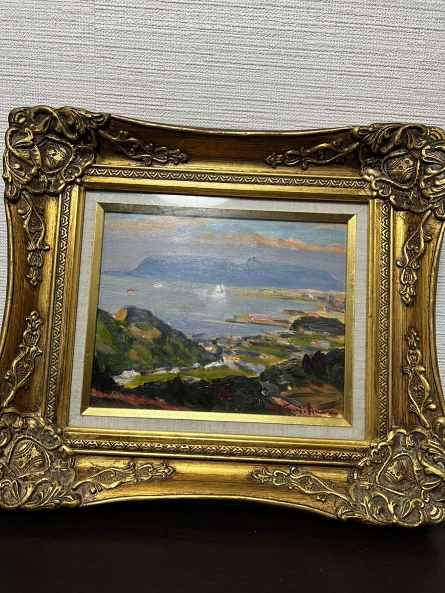 藤原薫「夏の大山」油彩 15号 大作 真作 裏書有 示現会員 額装 風景画