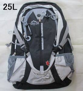 【新品・即決】 黒 リュックサック 25L 登山 バッグ リュック ナイロン 防水 軽量 通気性 多機能 反射テープ付 アウトドア ハイキング