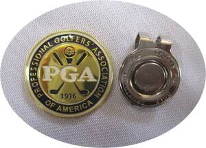 【新品・即決】 PGA 1916 ゴールド ゴルフ ボールマーカー クリップ キャップマーカー マグネット マーカー 全米プロゴルフ アメリカ