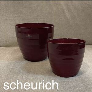 シューリッヒ　鉢カバー　scheurich 植木鉢　西ドイツ　東ドイツ　フラワーベース　未使用　ニコセット　赤　花器　花瓶　fatlava レトロ