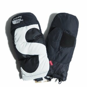 M3568f2■ノースフェイス × Supreme シュプリーム■ 新品 20AW S Logo Nuptse Mitts ヌプシグローブ 黒白 XL / ミトン 手袋 NN62028I 秋冬