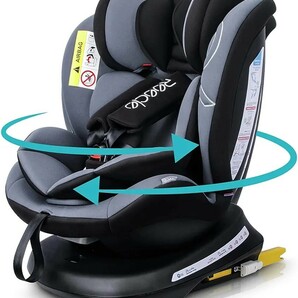 チャイルドシート 360° 回転式 新生児~12歳頃 (0-36kg) ISOFIX対応 シートベルト固定 (黒)の画像1