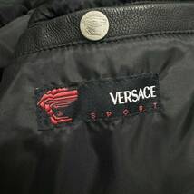 最高級 ヴェルサーチ VERSACE SPORT レザージャケット コート ベルト付き 黒 ブラック LL相当 メンズ イタリア製 ヴィンテージ d28_画像8