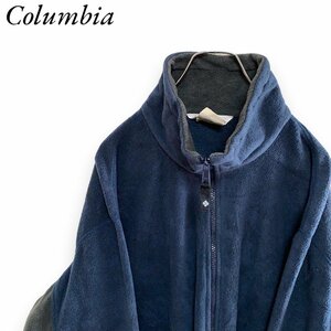 コロンビア　XL アメリカ古着　ワンポイントロゴ　刺繍　フリース　ジャケット　ブルー　Columbia メンズ