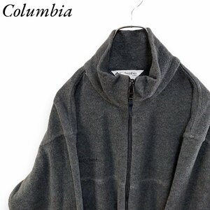 コロンビア L アメリカ古着　ワンポイントロゴ　刺繍　フリース　ジャケット　グレー　Columbia メンズ