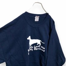 ギルダン　XL アメリカ古着　犬　ドッグプリント　裏起毛　スウェット　トレーナー　ネイビー　GILDAN メンズ_画像4