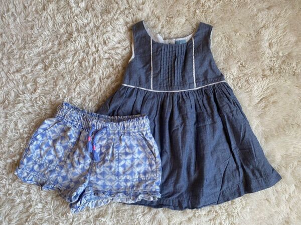 ベビー服 セット gap トップス ワンピース ショートパンツ チュニック 夏服 ノースリーブワンピース オーバーパンツ おしゃれ
