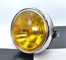 GS400 GT380 GSX400E 汎用 180Φ LED イエロー ガラスレンズ ライト 黒 マーシャルエンブレム付 ジェイド CB400F Z250FT XJR400 BEET_画像2