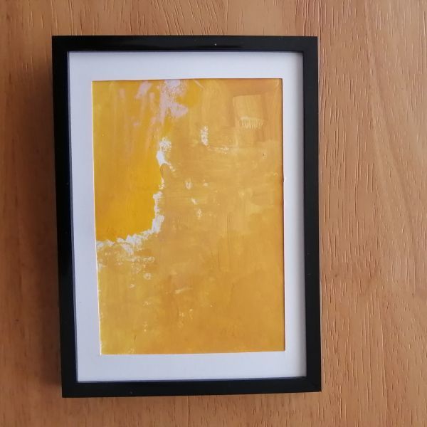 Pintura original [Amarillo] Pintura interior abstracta panel de arte escrito a mano, obra de arte, cuadro, acrílico, gouache