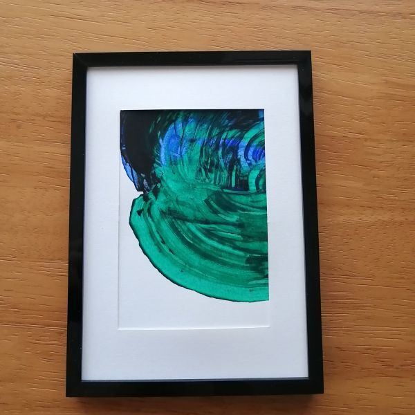 원화 [하모니] 추상적인 인테리어 페인팅, 손으로 그린, 녹청색-검정색, 액자, 삽화, 그림, 아크릴, 깊은 상처