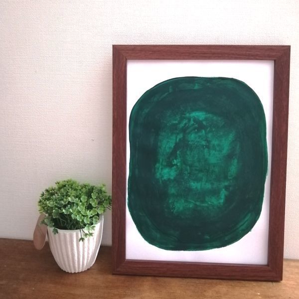 Оригинальная картина [Зеленый] Абстрактная интерьерная картина, ручной росписью, арт-панно, зеленый, произведение искусства, Рисование, другие