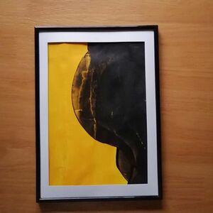 Art hand Auction Pintura original [Apple] Pintura abstracta pintura interior panel de arte escrito a mano amarillo negro amarillo, obra de arte, cuadro, otros