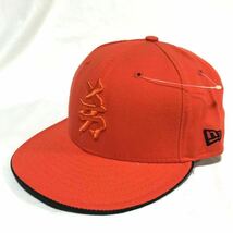 【デッドストック】90s NEWERA 59FIFTY USA製 ニューエラ MLB NYヤンキース 漢字ベースボールキャップ 7 1/4（57.7㎝）オレンジ 新品 レア_画像1