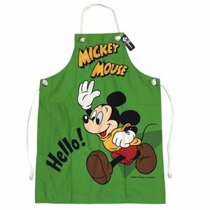 [ неиспользуемый товар ]90s Disney MickeyMouse Disney Mickey Mouse фартук H80×W58. зеленый Vintage retro сделано в Японии хлопок редкость новый товар 