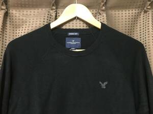 残り2着! 正規品 本物 新品 アメリカンイーグル 人気 ブラック クルーネック セーター AMERICAN EAGLE ワイルド クール! 秀逸 オシャレ S(M