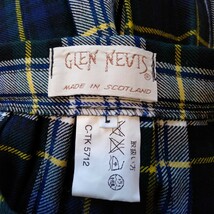 む067 GLEN NEVIS サイズＬ プリーツスカート 毛100% スコットランド製 巻きスカート ラップスカート タータンチェック柄 青系 洋服_画像3