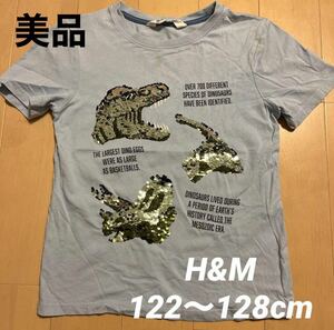 【使用少なめ】H&M キッズ kids Tシャツ スパンコール 恐竜 120