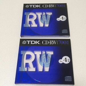 新品　未開封　TDK CD-RWデータ用700MB 4倍速10mm厚ケース入り [CD-RW80S] 2枚セット