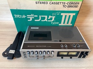 再生確認済 ソニー SONY カセット デンスケ typeⅢ TC-2860SD ストラップ、箱付き 昭和レトロ