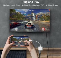 Phone HDMI変換 アダプタ 設定不要 簡単接続1080P 音声同期出力 ゲーム テレビ視聴 lighting digital avアダプタ Phone/Pad/Pod iOS16対応_画像3