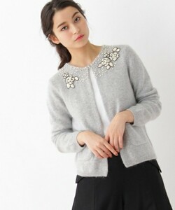  cat pohs 290 jpy [ regular price 1.7 ten thousand ] Anatelier Anne gola. pearl knitted cardigan 38 gray ab1 anatelier