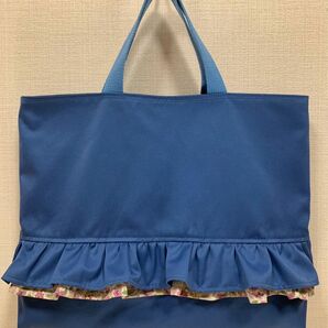 レッスンバッグ　フリル　ハンドメイド　花柄