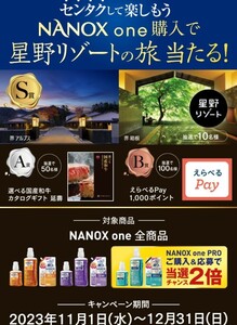 ■□2500円以上 スギ薬局 確率2倍 NANOXone ナノックス キャンペーン 星野リゾート宿泊ギフト券5万円 レシート懸賞．応募 12月31日□■