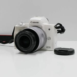 Canon EOS M50 + EF-M15-45 IS STM USED超美品 ミラーレス一眼 標準 レンズキット APS-C(Kiss M同等)Wi-Fi 完動品 中古 CE3338