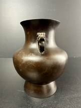 [KA212] 銅製 獣耳 花器 花瓶 壺 銅 金属 骨董 置物 古銅 古美術 花 _画像4