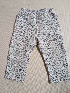  pants floral print white reverse side nappy leggings baby head office Uniqlo baby clothes girl 80