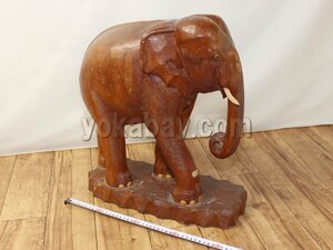 ★木彫りの「象」置物　アジアン雑貨　タイ製　高さ45cm、重量10Kg☆中古